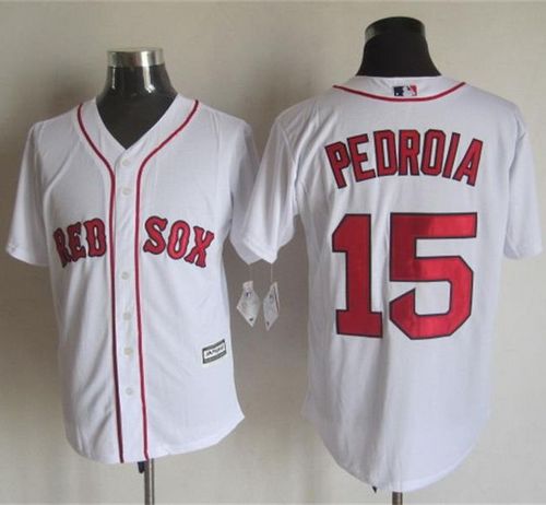 Red Sox #15 Dustin Pedroia White New Cool Base Stitched MLB Jersey - Click Image to Close